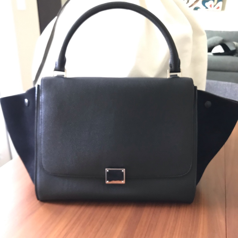 Celine Trapeze Drummed and Suede Leather